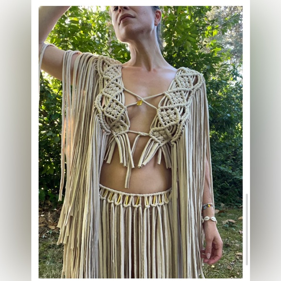 Rare Macrame fringe vest top from Ibiza - Picture 3 of 12
